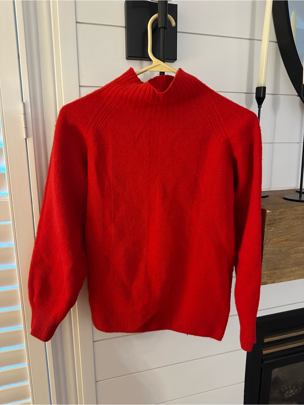 Italian Designer MERINO WOOL & CASHMERE Red Mock Neck Sweater